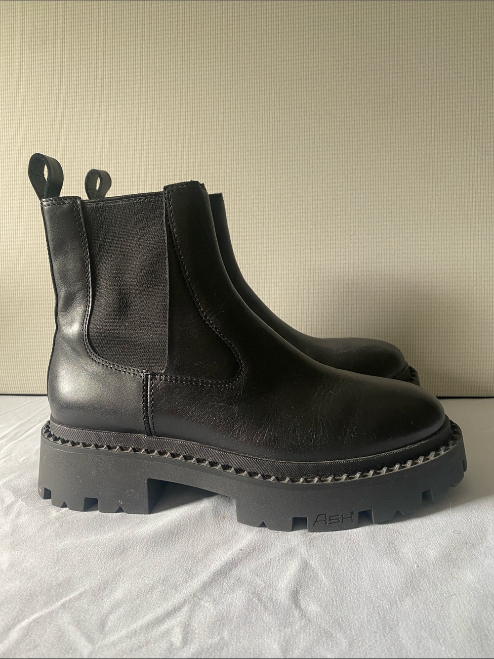 ASH Black Leather Chukka Lug Boots